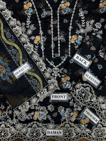 Royal Noir Floral Embroidered Lawn 3-Piece Suit