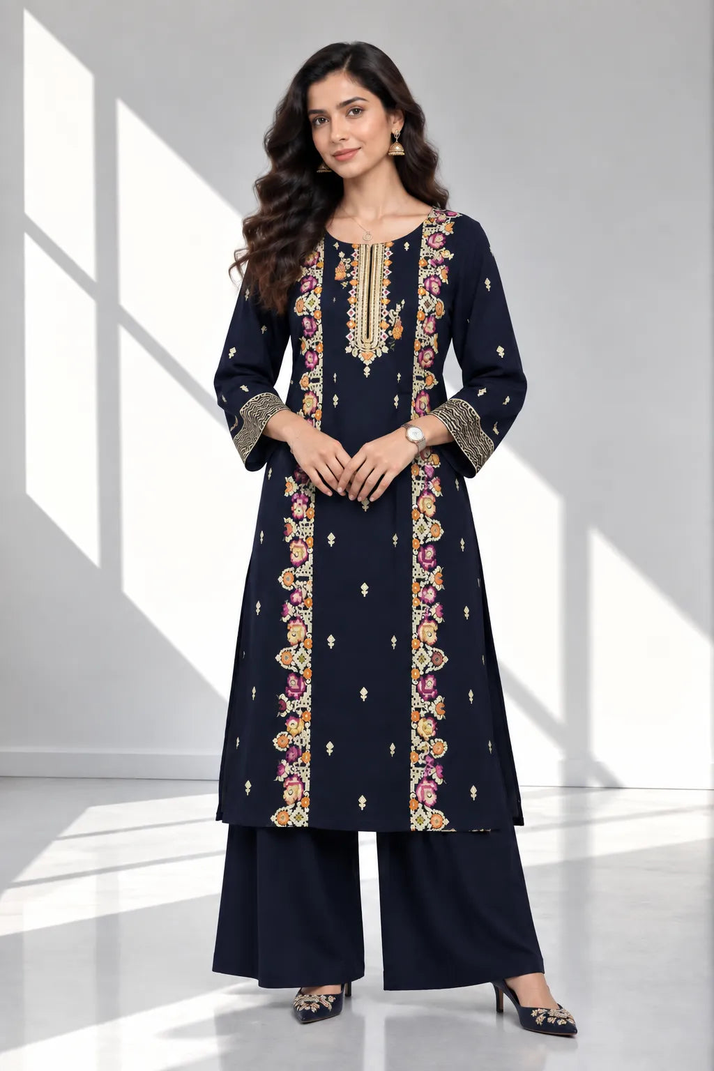 MUAJ — Embroidered Dhanak 2Pc