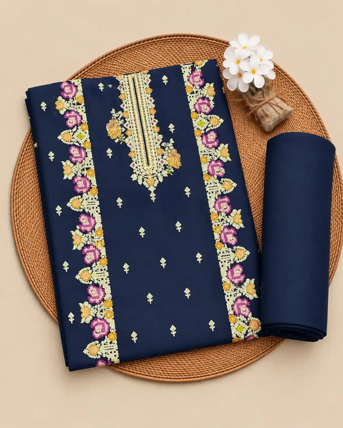 MUAJ — Embroidered Dhanak 2Pc