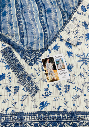 Celestial Blue Bloom – Premium Luxury Lawn