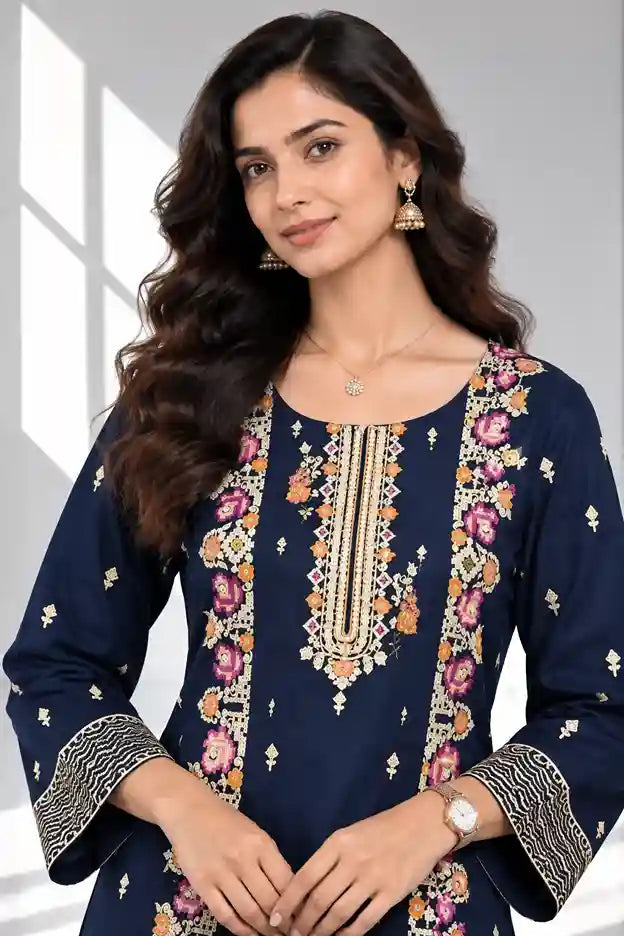 MUAJ — Embroidered Dhanak 2Pc