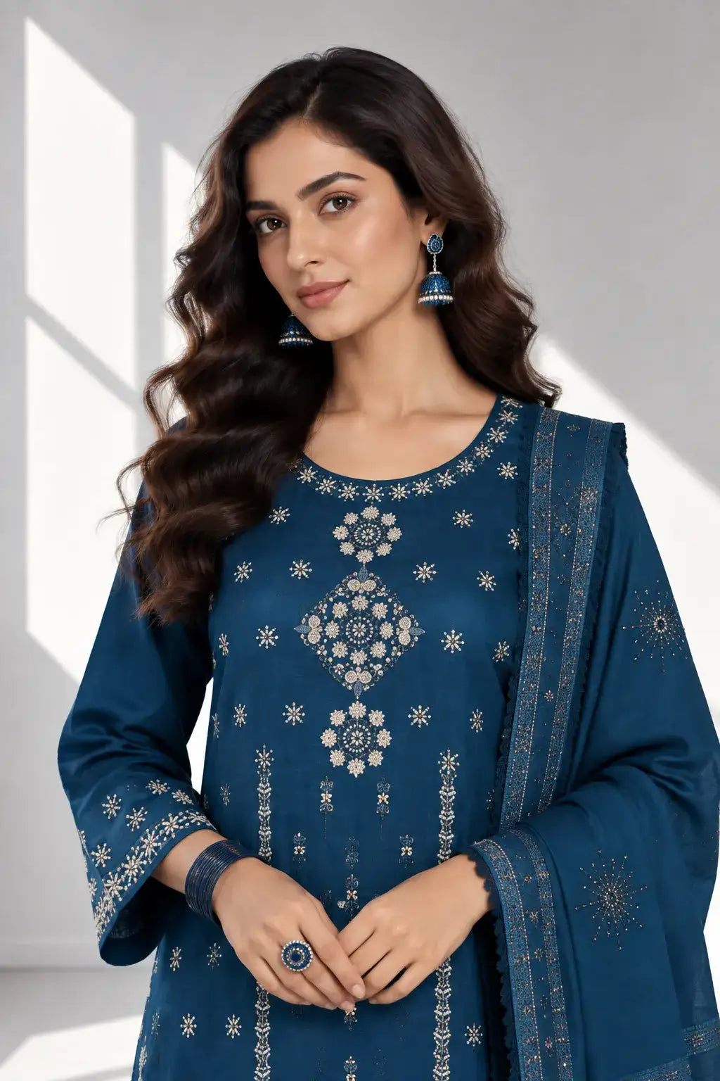 QALAM — Embroiderd Dhanak 3Pc