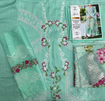 Serene Mint Green with Elegant Floral Embroidery